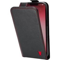 iPhone 13 Mini Leather Flip Case (MagSafe Compatible) Black with Red Detail