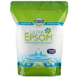 SaltWorks Ultra Epsom Bath Salt, Unscented, Medium Grain, 5 Pound Bag