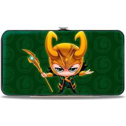 Comics Wallet Hinged Chibi Thor Pose Loki Loki Logo Greens Gold