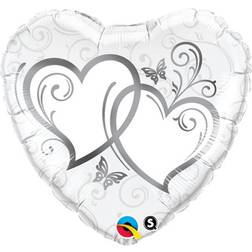 Qualatex 18" Entwined Hearts Silver Foil Balloon