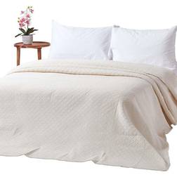Homescapes Cream Cotton Rich MetelassÃ© Diamond Bedspread White, Natural