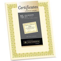 Southworth Premium Fleur Design 8.5" x 11" Certificates, Ivory/Gold, 15/Pack (CTP1V) Ivory