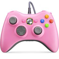 None VOYEE Wired Controller for PC Windows 10/8/7 with Upgraded Joystick Double Shock Enhanced (Pink)