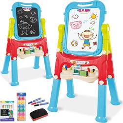 Kids Folding Double Sided Magnetic Drawing Board Easel with Accessories