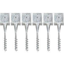 vidaXL Ground Spikes 6 pcs Silver 14x14x58