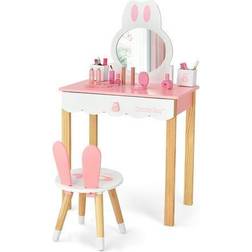 Costway Rabbit Makeup Dressing Table Chair Set