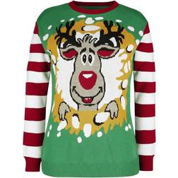 Ugly Christmas Sweater Reindeer Wreath Christmas Jumper - Multicolour