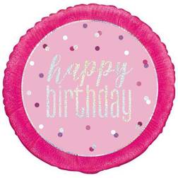 Unique 18'' Glitz Pink & Silver Round Foil Balloon Girls Birthday