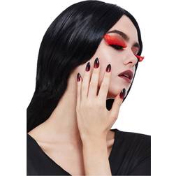 Smiffys Gothic Red and Black Eyelash & Nail Set