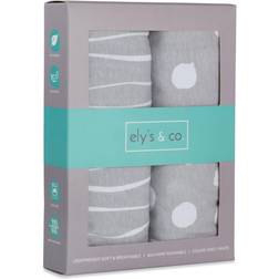 Ely's & Co. Changing Pad Cover Set Cradle Sheet 2 Pack 100% Jersey Cotton Grey Abstract Stripes and Dots