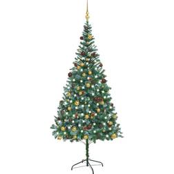 vidaXL LEDs&Ball Set Pinecones Christmas Tree 210cm