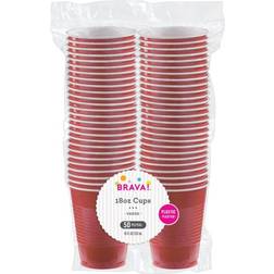 Amscan Apple Plastic Cups, 18 Oz, Red, Pack Of 50