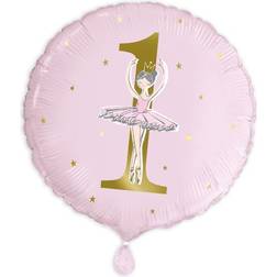 Unique 1st Birthday Pink and Gold Ballerina Double-Sided Foil Mylar Balloon (1ct)