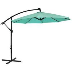 Sunnydaze Outdoor Steel Cantilever Offset Patio Umbrella with Solar Lights Air Vent