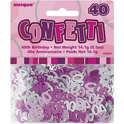 Unique Age 40 Birthday Confetti Pink Glitz