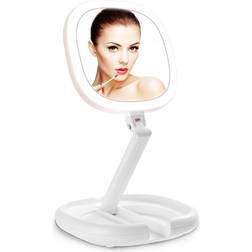 Lighted Makeup Mirror Beautifive Double Sided Magnifying Mirror Vanity Mirror with Lights Smart Design with Brightness&Angle&Height Adjustability Folding Compact Mirror LED Mi