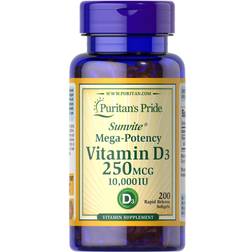 Puritan's Pride Vitamin D3 mcg 10,000 IU 250 pcs