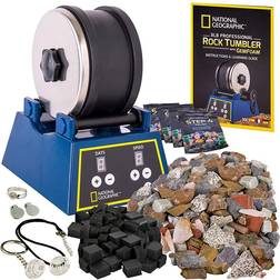 National Geographic Rock Tumbling Kit 3LB Extra Large Capacity, 3LB Rough Gemstones, 4 Polishing Grits, Jewelry Fastenings, an Educational STEM Science Kit