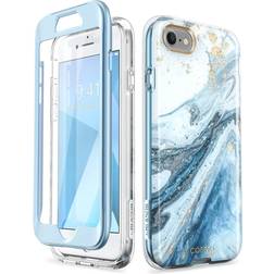 i-Blason Cosmo Series Designed (Built-in Screen Protector) Stylish Protective Bumper Case for iPhone SE (2020) iPhone 8/ iPhone 7 (Blue)