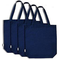 Augbunny 100% Cotton Canvas Shopping Tote Bag Grocery Bag 4-pack