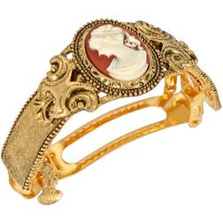 1928 Gold Tone Carnelian Cameo Ponytail Holder