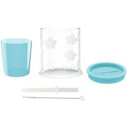 Grabease Spoutless Sippy Convertible Training Cup Set for Baby & Toddler With 4-oz. Training Cup 1.5-oz. Mini Cup Silicone Lid Straw & Cleaning Brush; BPA- & Phthalate-Free Dishwasher Safe (Teal)