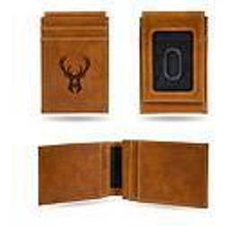 Rico NBA Bucks Laser Engraved Brown Front Pocket Wallet/Money Clip