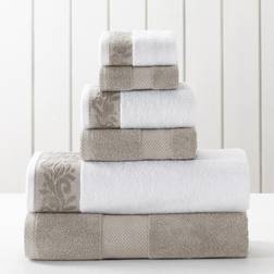 Modern Threads Allure Lifestyle 6-piece Filigree Jacquard Bath Towel Green, Beige, White