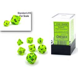 Chessex 7-pak mini terninger til rollespil Vortex green/black CHX20430