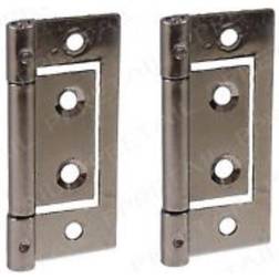 2 Chrome Flush Door Cabinet Cupboard Hinges 50mm 2"