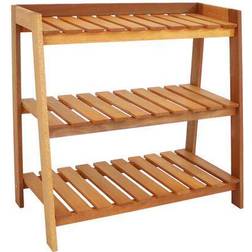 Sunnydaze Decor 18 in. 36 34.5 in. Meranti Wood Garden Shelf with Teak Oil Finish