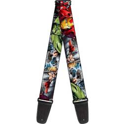 Buckle-Down Guitar Strap Marvel Avengers 4-Superhero Poses CLOSE-UP 2" Wide 29-54" Length