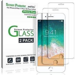 iPhone 8 Plus 7 Plus 6S Plus 6 Plus amFilm Premium Tempered Glass Screen Protector (2 Pack)