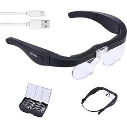 Yoctosun Headset Magnifier Glasses with 2 LED Lights and Detachable Lenses