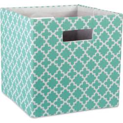 DII Imports Lattice Square Print Polyester Storage Bin Aqua