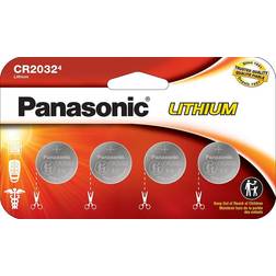 Panasonic CR2032 3.0 Volt Long Lasting Lithium Coin Cell Batteries in Child Resistant, Standards Based Packaging, 4 Pack