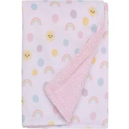 NoJo Happy Days Rainbows, Sun and Polka-Dot Super Soft Sherpa Baby Blanket Bedding Pink