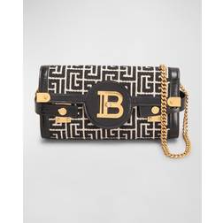 Balmain BBuzz 23 Monogram Jacquard Convertible Clutch Ivory/Black/Gold