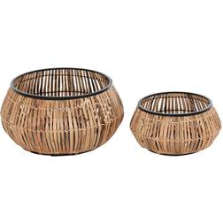 Dkd Home Decor Set of pots Natural Black Metal Rattan 25,4