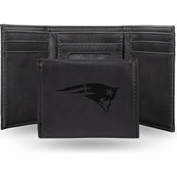 NFL Football Fan Shop Rico Patriots Laser-Engraved Black Trifold Wallet