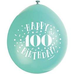 Unique Party 10pcs 100th Birthday Latex Balloons