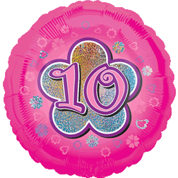 Amscan Pink Flower 10th Birthday Standard Balloon
