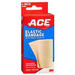 ACE 4 Inch Elastic Bandage with Hook Closure, Beige, No Clips, Great for Leg, Shoulder and More, 1 Count