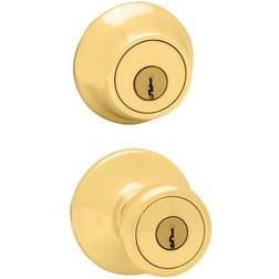 Kwikset Tylo Polished Entry Door Knob Double Cylinder Deadbolt Combo Pack