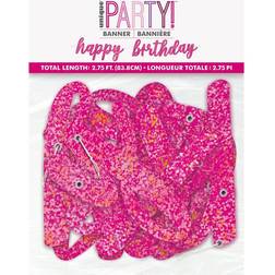 Unique Party Guirlande Happy Birthday Pink/Glitter