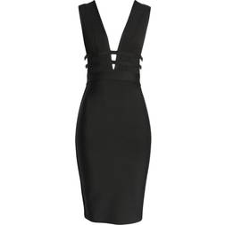 Bebe Plunge Neck Bandage Dress - Black