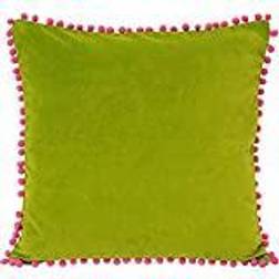 Velvet Pom Pom Trimmed Complete Decoration Pillows Green