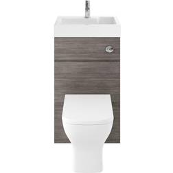 Vasari Nuie Athena Toilet and Basin Combination Unit 500mm Wide Anthracite Woodgrain