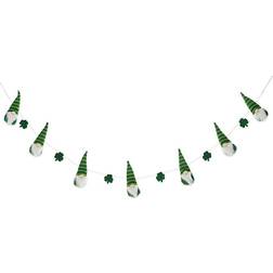 GlitzHome 72 in. Fabric St. Patrick's Gnomes and Shamrocks Garland