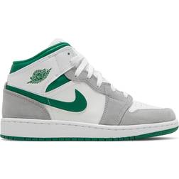 Nike Air Jordan 1 Mid SE GS - White/Pine Green /Smoke Grey